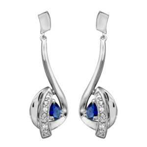 Boucles d'oreilles argent pendantes pierres bleues