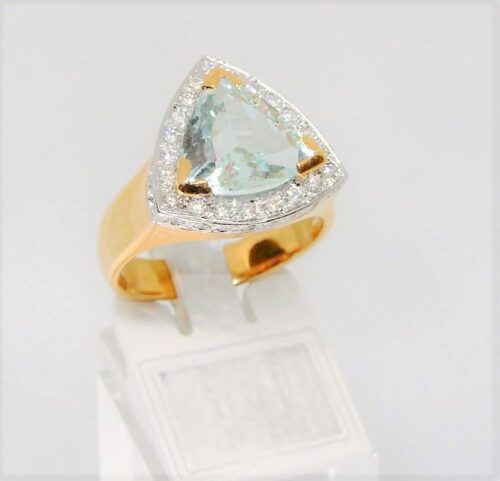 Bague aigue-marine et diamants