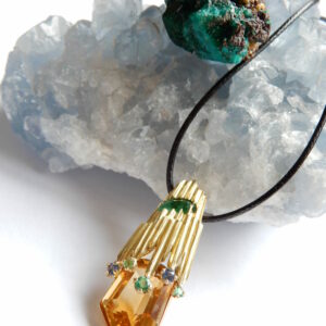 Pendentif Citrine Emeraudes "Minéral"