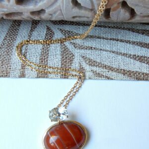 Pendentif Cornaline et Aigue Marine