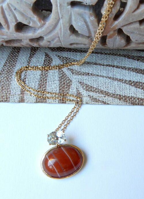 Pendentif Cornaline et Aigue Marine