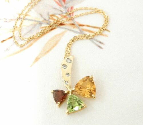 Pendentif Or multi pierres