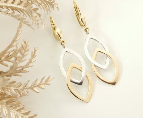 Boucles d'oreilles 2 ors forme navette