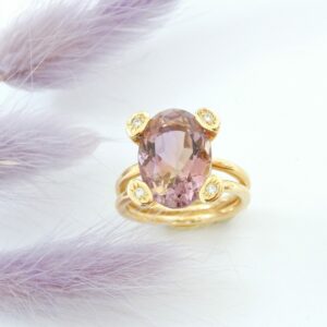 Bague or Amétrine et diamants