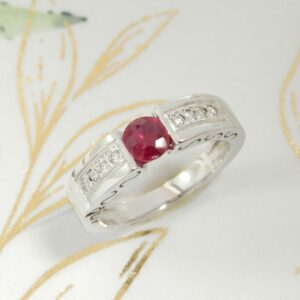 Bague Or gris Rubis et diamants