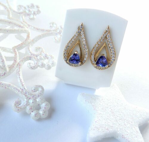 Boucles d'oreilles or Tanzanites et diamants