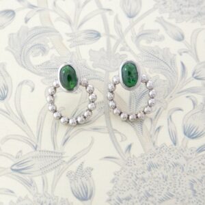 Boucles d'oreilles or grenats verts