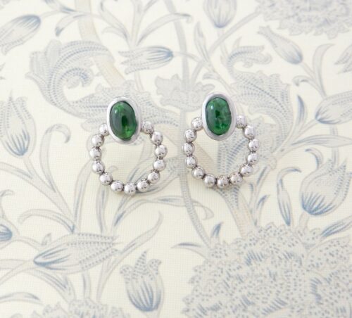 Boucles d'oreilles or grenats verts