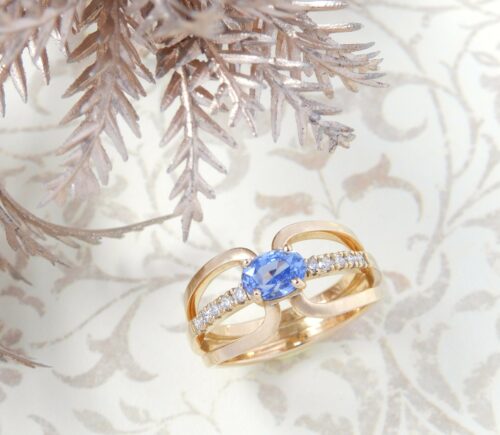 Bague or Saphir et diamants